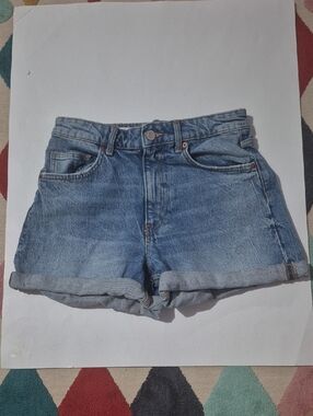 Zara High Rise Mom Jean Shorts